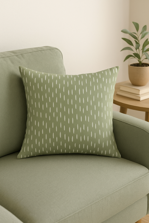 housse de coussin verte géométrique abstraite pour canapé - vue 2 sur 2