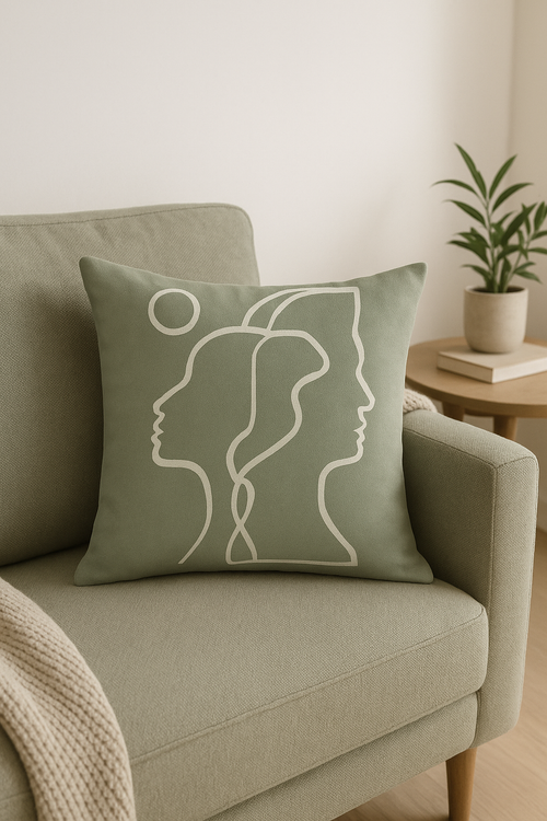 housse de coussin verte géométrique abstraite pour décoration intérieure - vue 2 sur 2