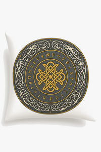 housse de coussin viking amulet motif géométrique noir et blanc