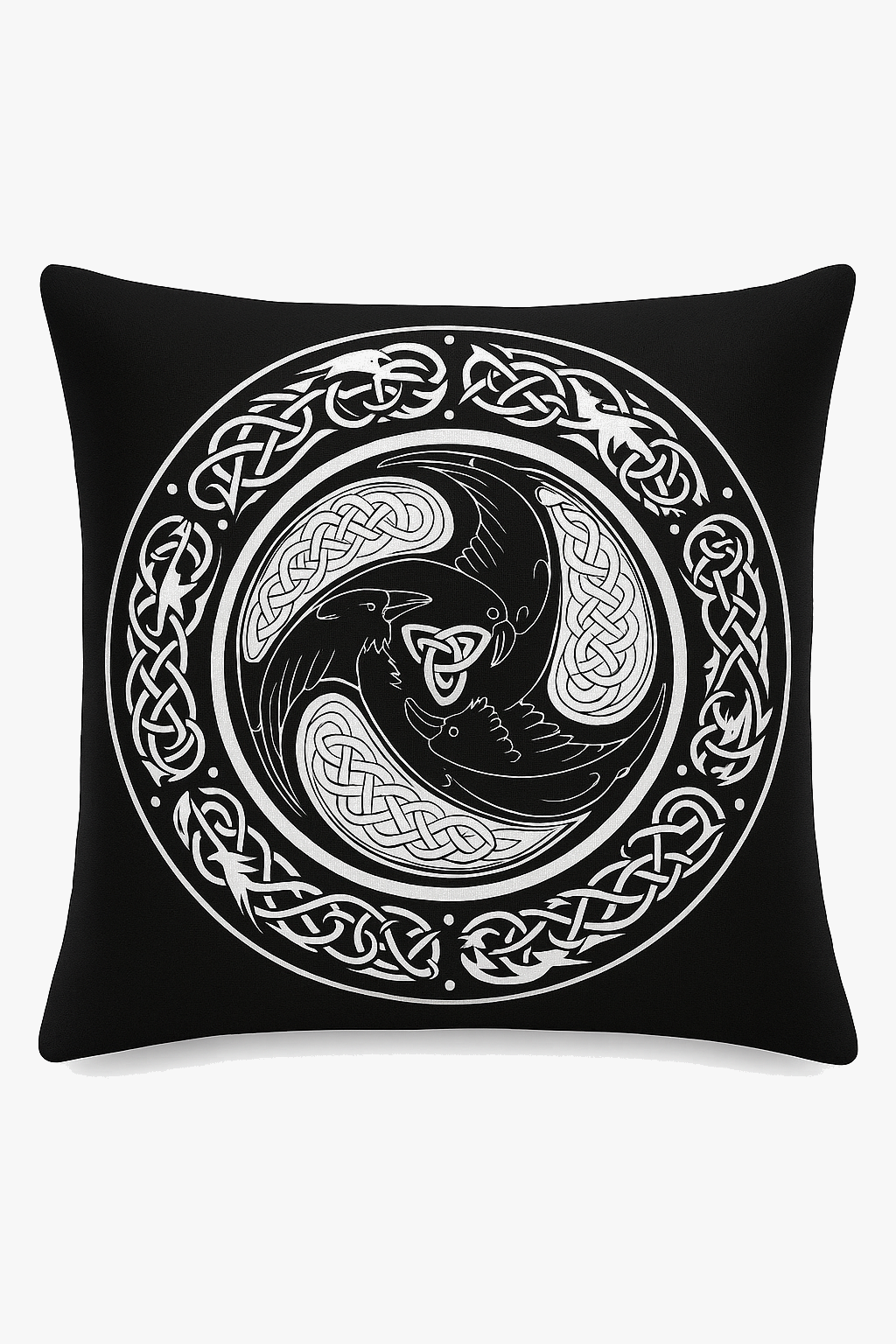 housse de coussin viking amulet motif géométrique noir et blanc