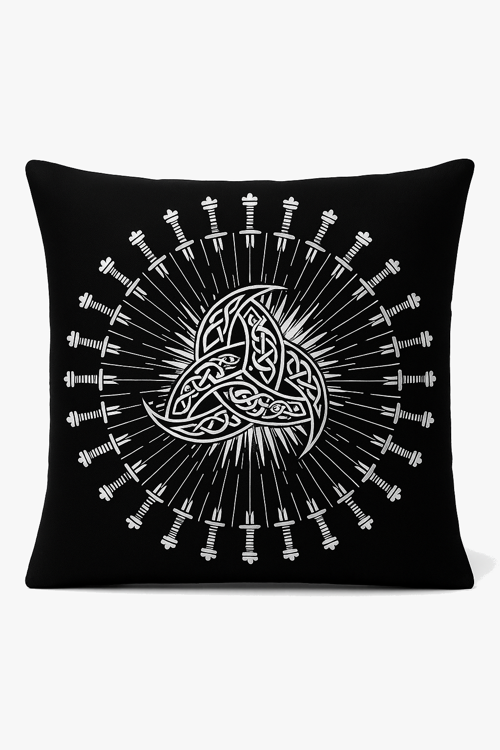 housse de coussin viking amulet motif géométrique noir et blanc