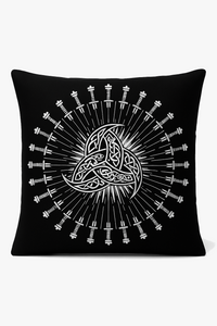 housse de coussin viking amulet motif géométrique noir et blanc
