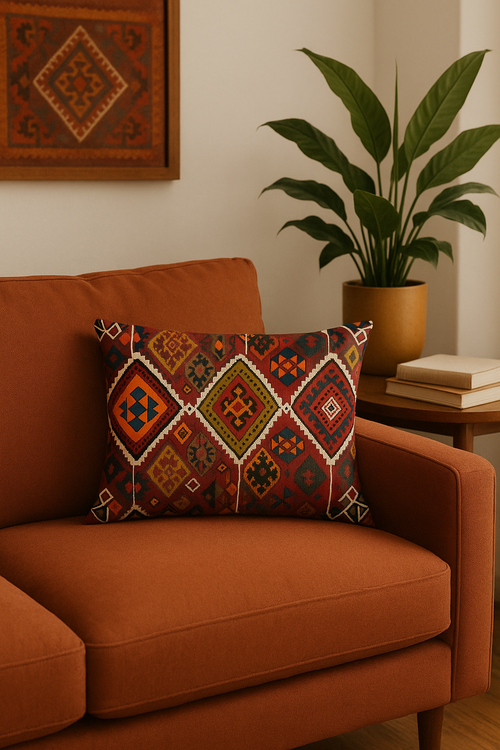 housse de coussin vintage motif mandala ethnique décoratif - vue 3 sur 2