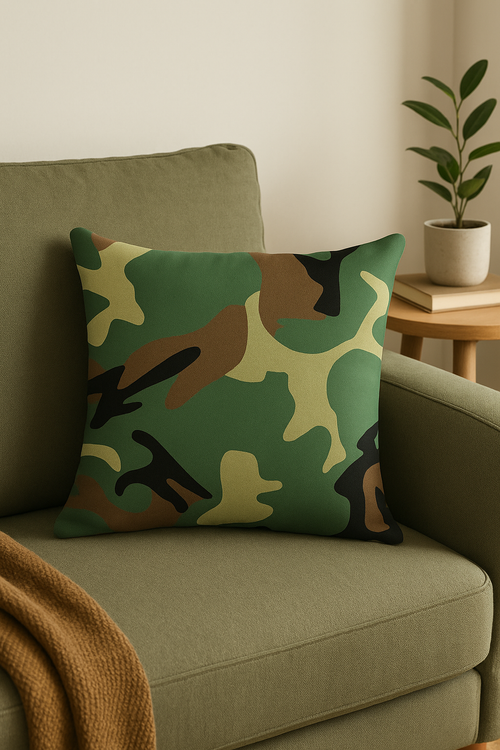housses de coussin décoratives motif camouflage militaire géométrique - vue 2 sur 2
