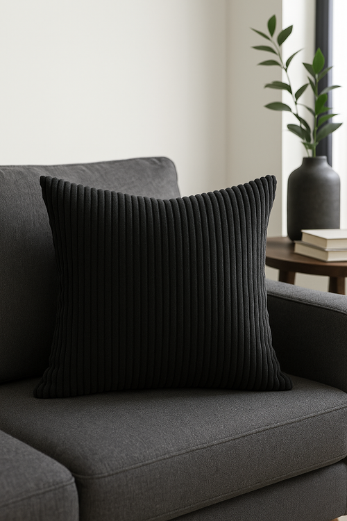 housses de coussin en velours côtelé rayées unies 30x50cm 50x70cm - vue 2 sur 2
