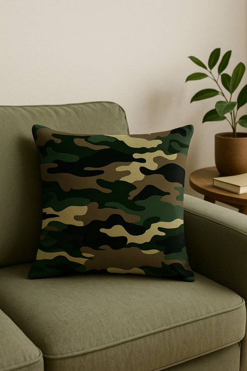 housses de coussin géométriques motif camouflage militaire décoratif - vue 2 sur 2