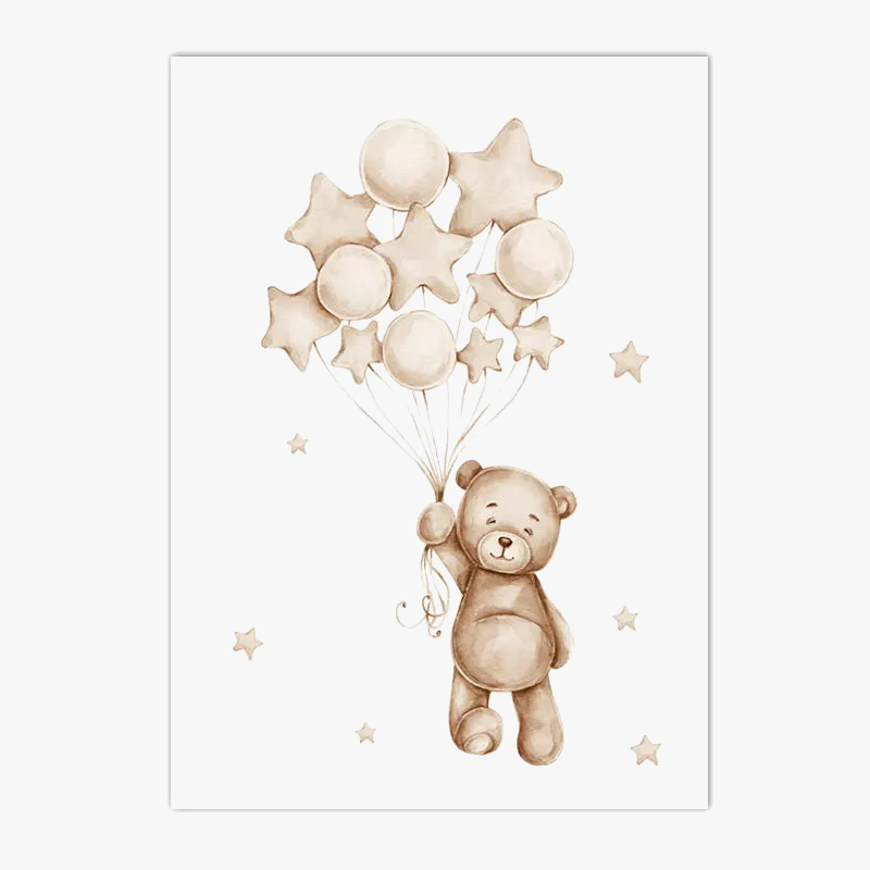 impression toile nuage lune lapin ours décoration murale enfant