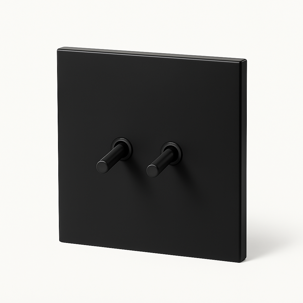 Interrupteur double 2 voies en acier noir mat