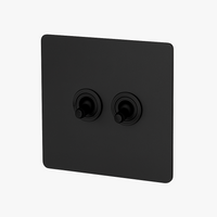 Interrupteur double 2 voies en acier noir mat bords arrondis