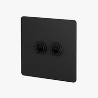 Interrupteur double 2 voies intermédiaire switch en acier noir mat bords arrondis