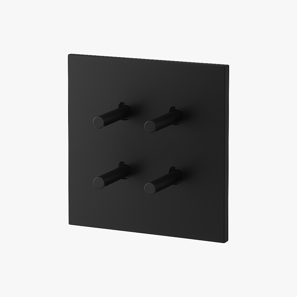 Interrupteur quadruple 4 voies en acier noir mat