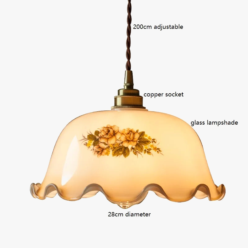 suspension led vintage en verre avec fleurs pour intérieur