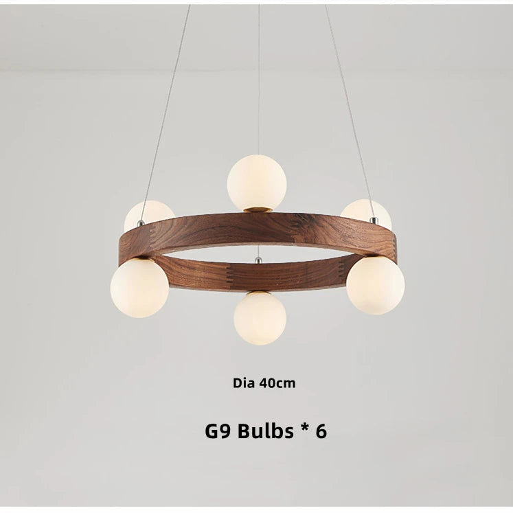 Lustre design Nordic rond en bois anneau