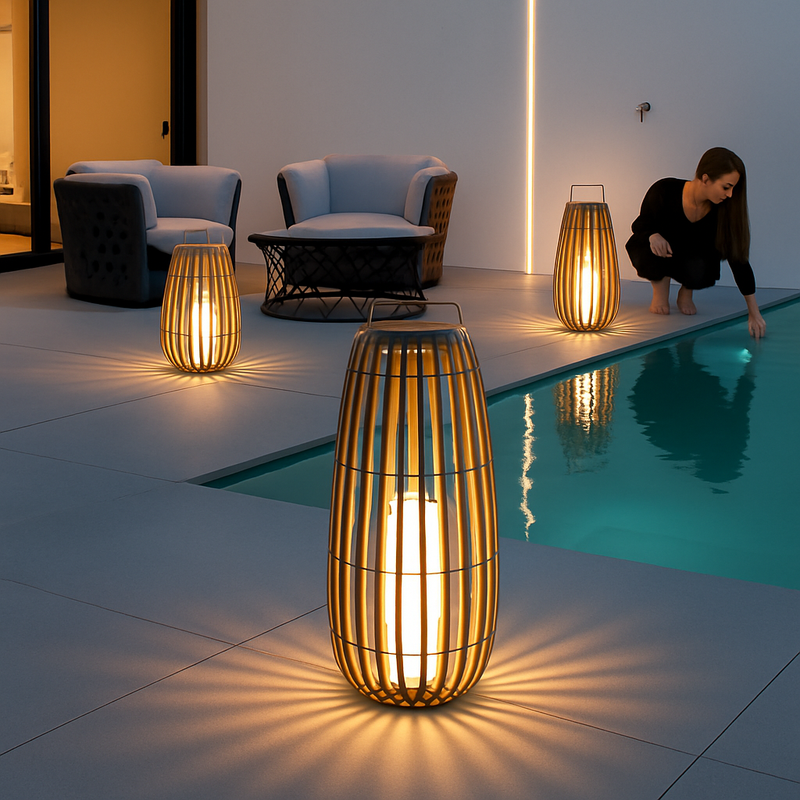 Jardin extérieur lumière solaire rotin IP65 étanche lampadaire Villa cour paysage pelouse lumière pour jardin Patio clôture décor