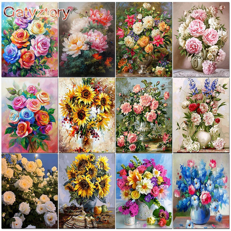 kit de peinture par numéro fleurs à colorier pour adultes