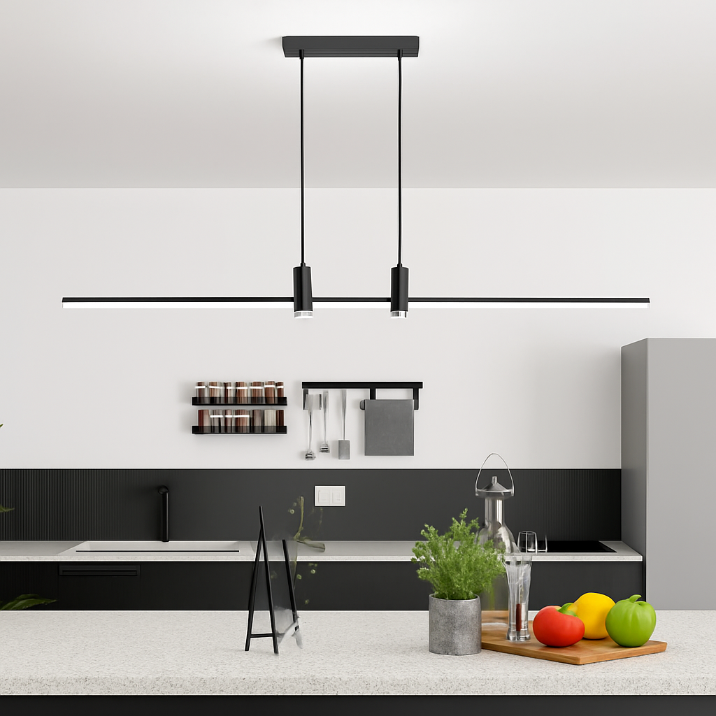 Kitchen Island Pendant Lamp Long Ceiling Hanging Light Chandelier Suspension Lighting for Dining Room - vue 5 sur 8