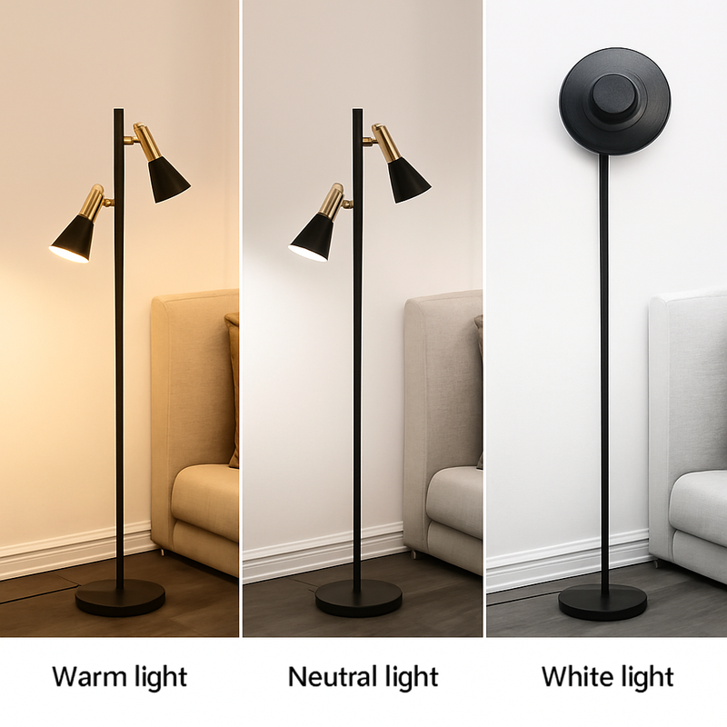 lampadaire à double led doré style vintage en marbre