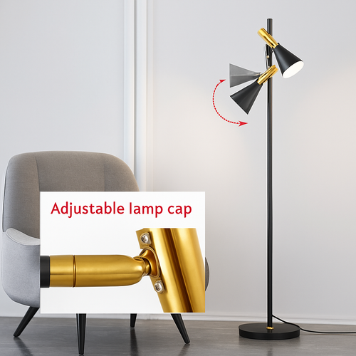 lampadaire à double led doré style vintage en marbre