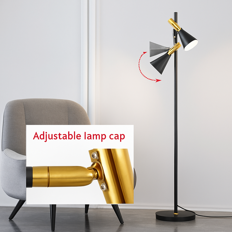 lampadaire à double led doré style vintage en marbre