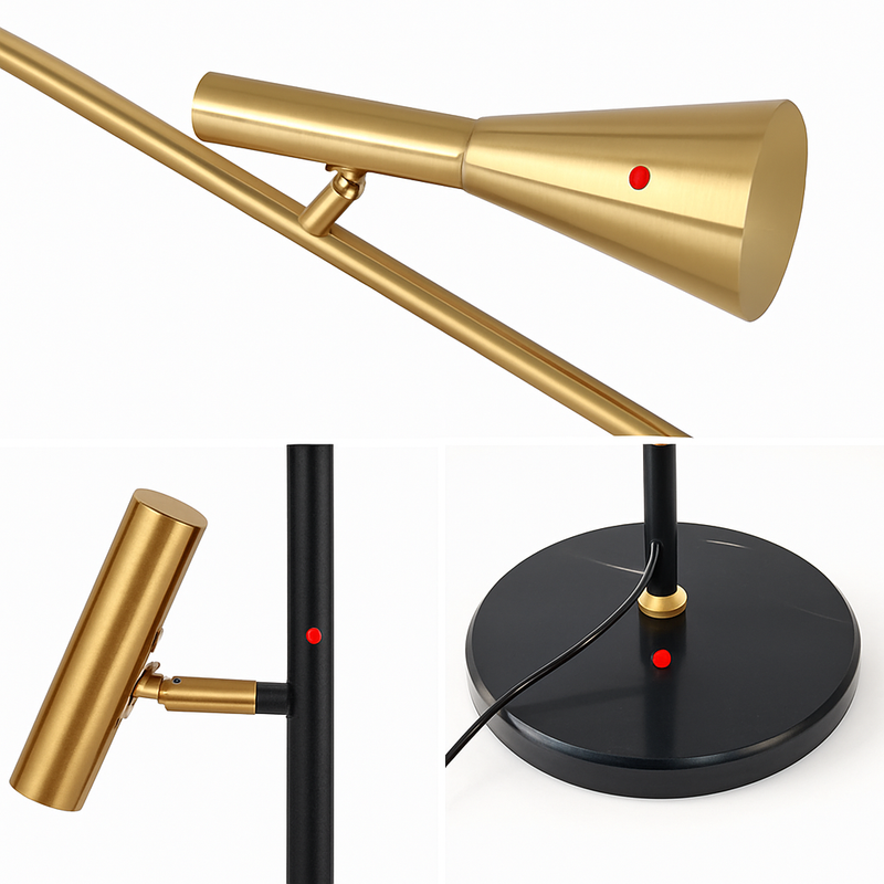 lampadaire à double led doré style vintage en marbre