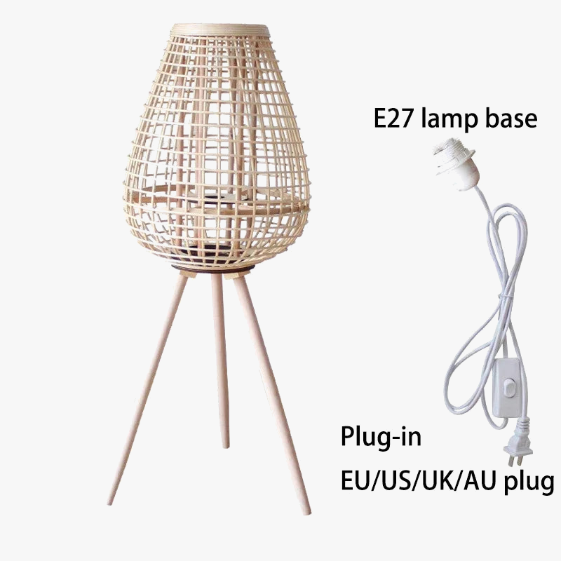 lampadaire en rotin avec chandelier et bougie électronique décorative
