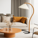 Lampadaire LED plissée en bois naturel et noyer