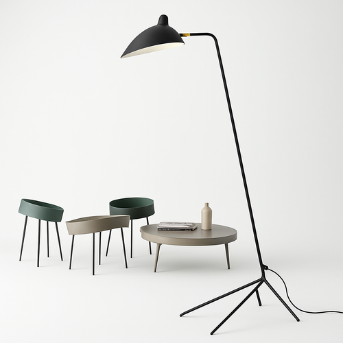 lampadaire minimaliste en métal avec abat-jour rotatif - vue 3 sur 7