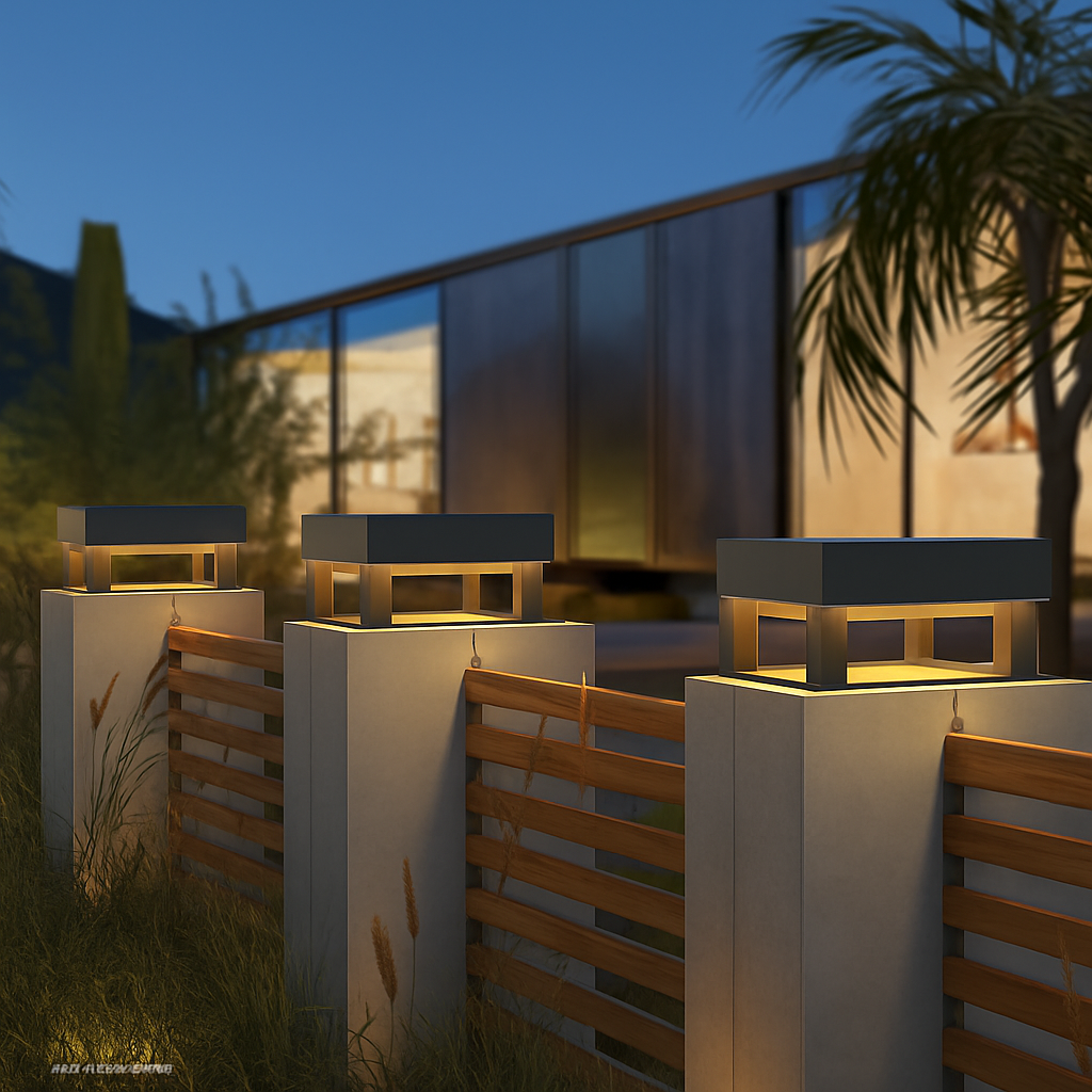 lampadaire moderne en inox pour jardin extérieur éclairage décoratif - vue 4 sur 7