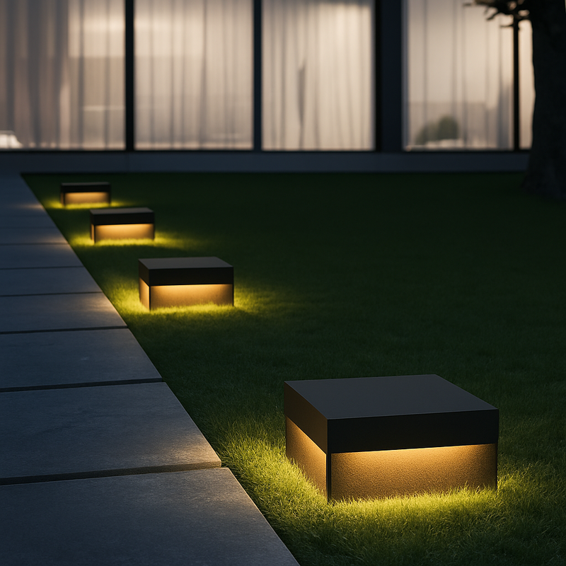 lampadaire moderne en inox pour jardin extérieur éclairage décoratif