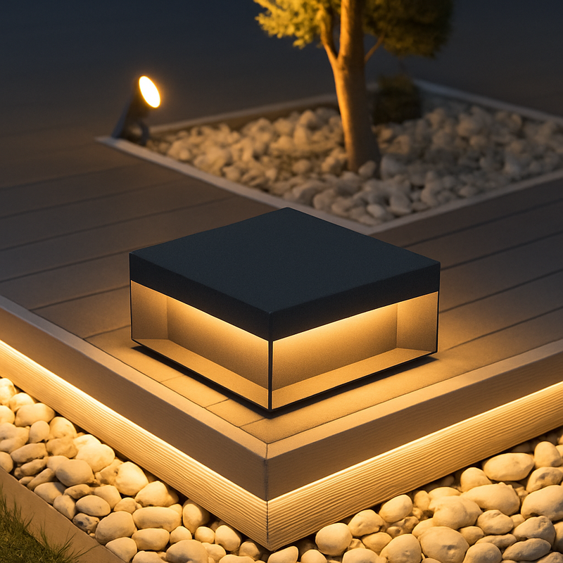 lampadaire moderne en inox pour jardin extérieur éclairage décoratif