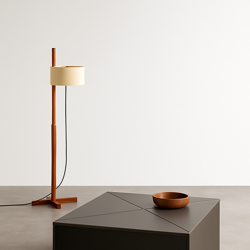 Lampadaire Nordique Wabi Sabi En Bois Massif Tissu Abat-Jour Led Salon Chambre Décor À La Maison Canapé Coin Lampe Sur Pied