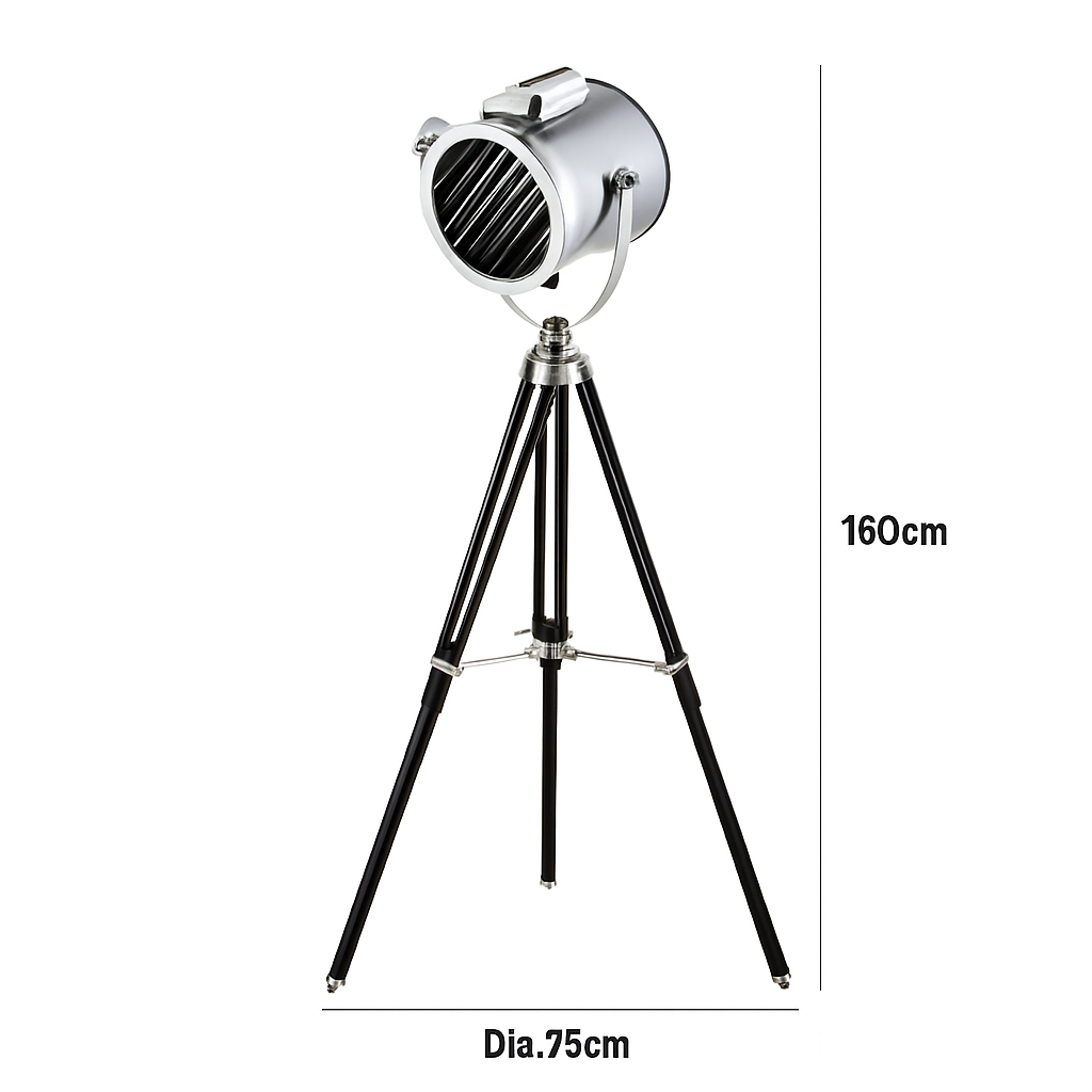 Lampadaire tripode à spot retro chromé Studio - vue 6 sur 6