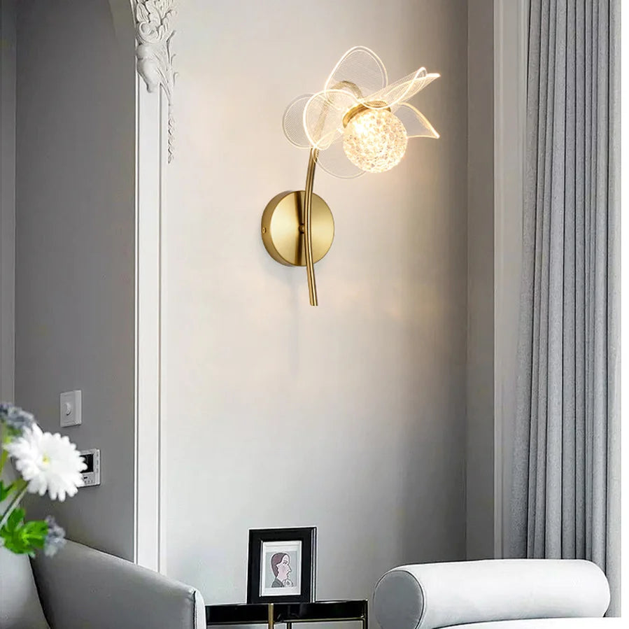Lampe de applique murale LED en cristal nordique salon chambre fond applique murale couloir allée grenier lampes de chevet maison luminaire moderne