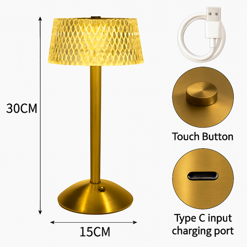 lampe de bureau cristal rétro led rechargeable protection des yeux - vue 7 sur 6
