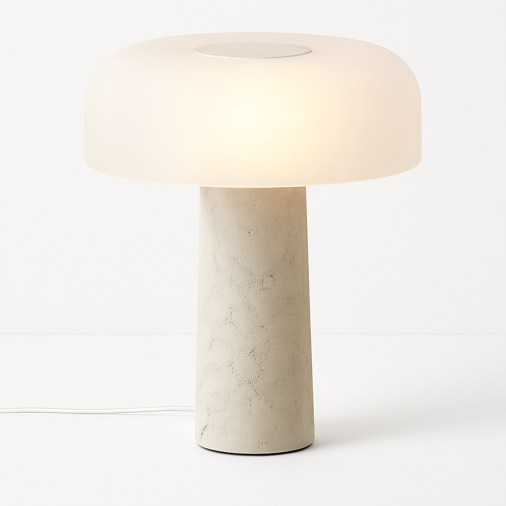 lampe de bureau design en marbre style champignon moderne - vue 2 sur 6