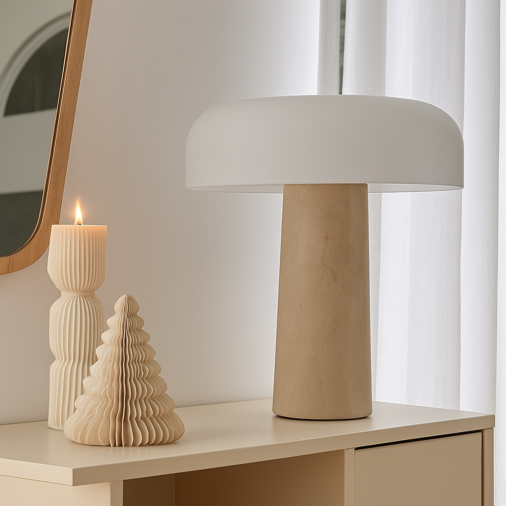 lampe de bureau design en marbre style champignon moderne - vue 3 sur 6