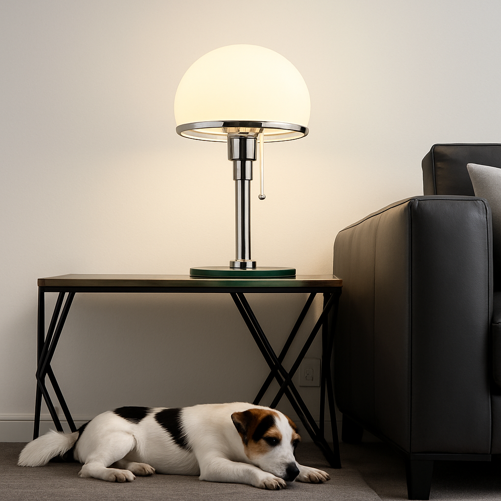 lampe de bureau led design nordique en verre et acier inoxydable - vue 5 sur 7