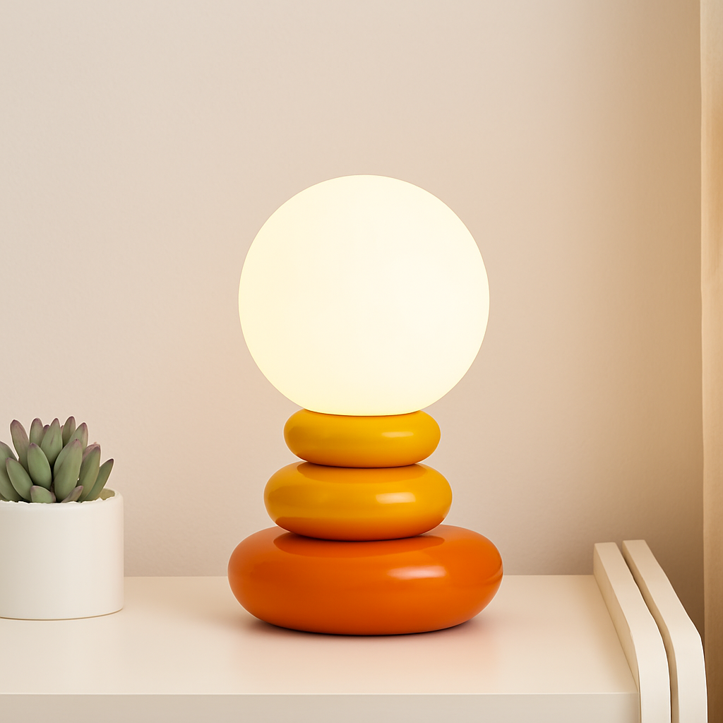 lampe de chevet créative en pierre empilée nordique ambiance lumineuse - vue 7 sur 7