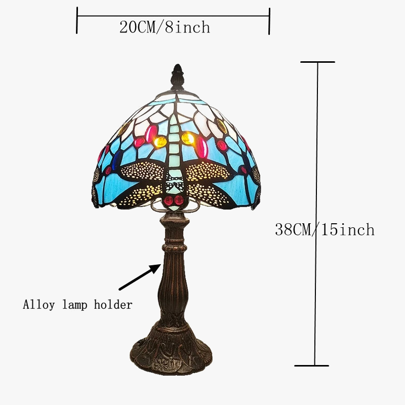 lampe de chevet libellule bleue style européen décoration antique