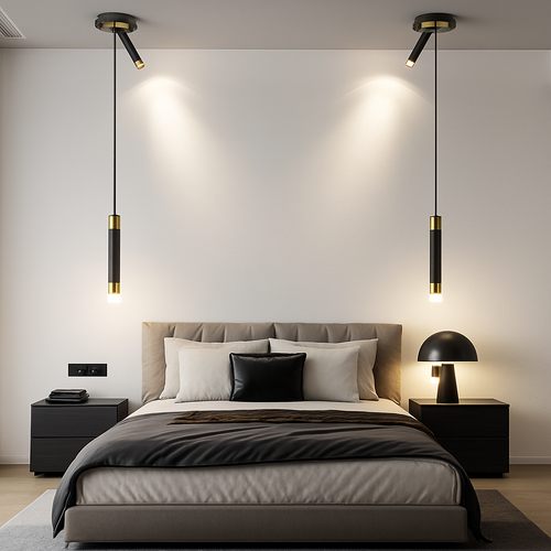 lampe de chevet moderne avec projecteur rotatif led suspension - vue 3 sur 15