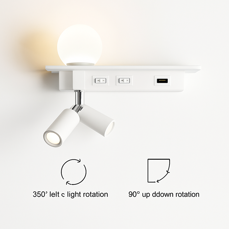 lampe de chevet moderne led avec interrupteur et usb