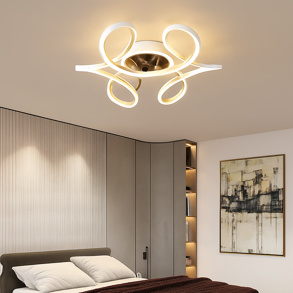 lampe à led moderne avec ventilateur de plafond et télécommande - vue 3 sur 7