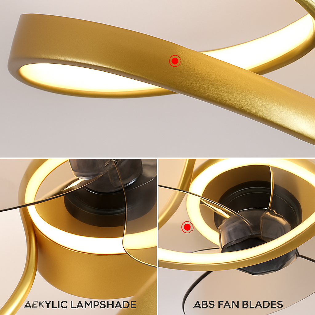 lampe à led moderne avec ventilateur de plafond et télécommande - vue 4 sur 7