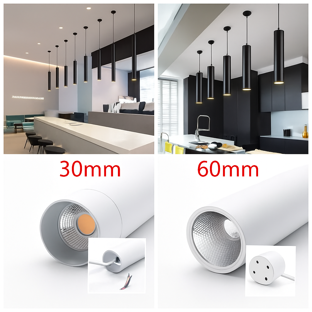 lampe led suspendue design moderne tube long luminaire décoratif - vue 10 sur 10