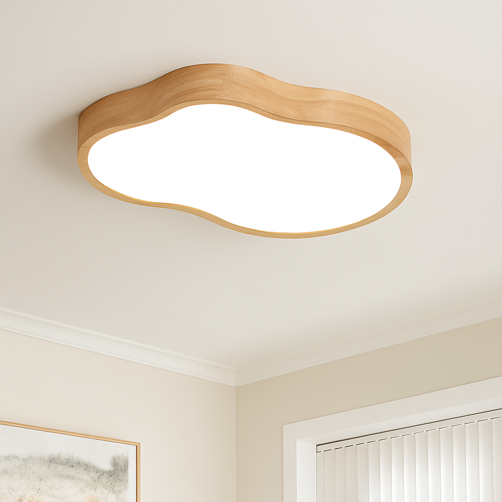 Lampe plafonnier bois LED modernes - vue 6 sur 9