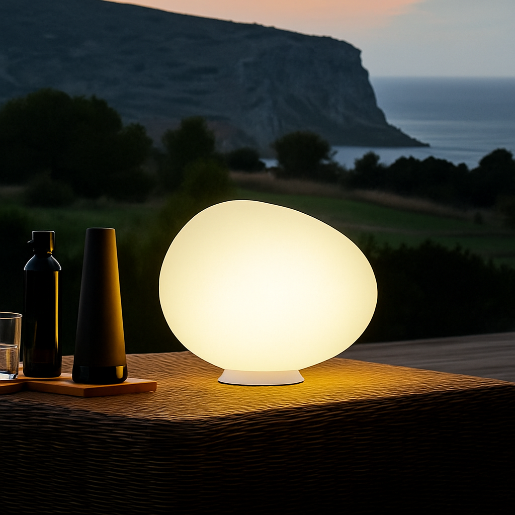 Lampe à poser design LED ambiance galet blanc Decor - vue 3 sur 7