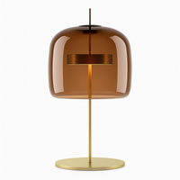 Lampe à poser design à LED en métal doré et abat-jour en verre rétro Light