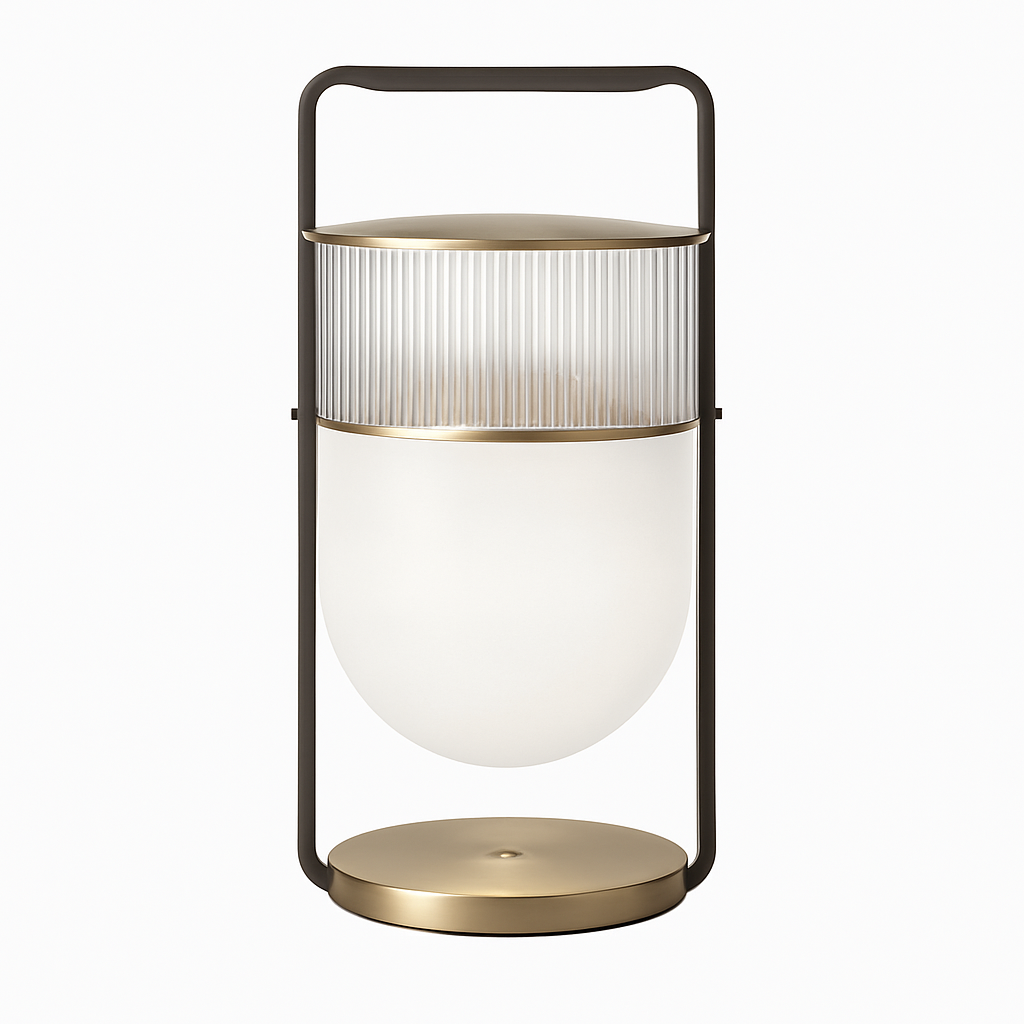 Lampe à poser design LED en verre style lanterne - vue 6 sur 7