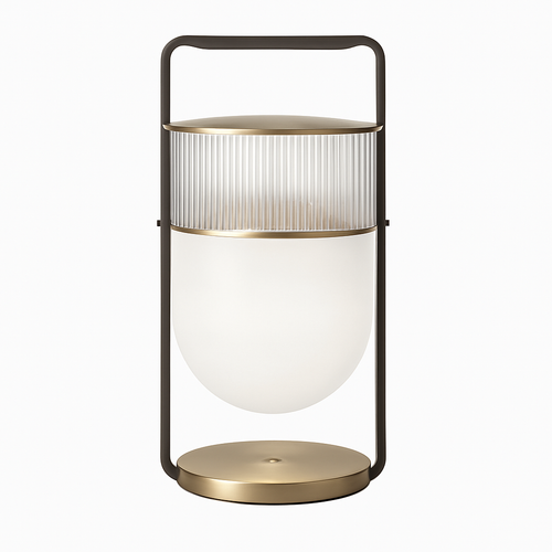 Lampe à poser design LED en verre style lanterne