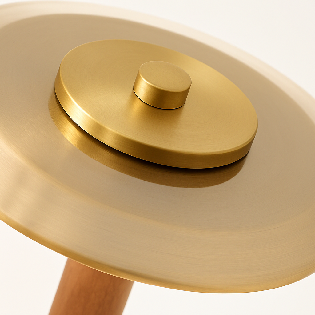 lampe à poser rétro design art déco en laiton et verre - vue 5 sur 9